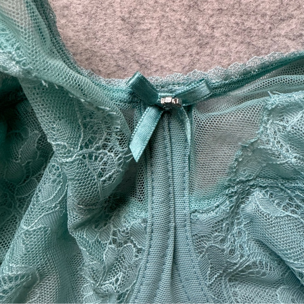 Wacoal Retro Chic Lace Underwire Bra and Panty Set - Teal - Picture 7 of 12